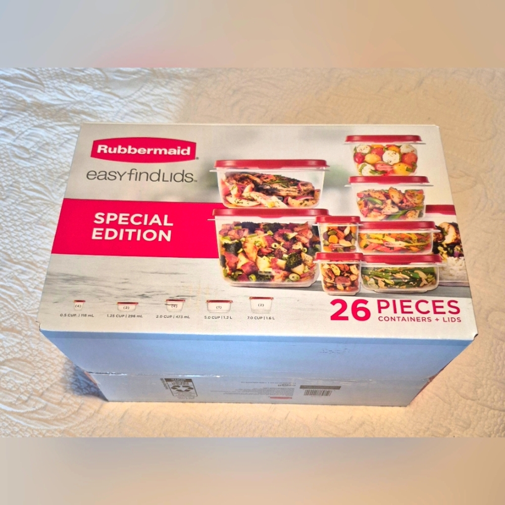 Rubbermaid 26 piece storage containers & lids new unopened box